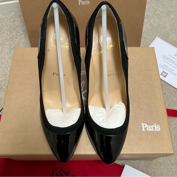 Christian Louboutin Black Maud 100 Patent & Suede Pumps Size 35 Brand New in Box - Picture 6 of 13